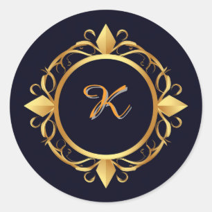 Elegant Golden Ornate Circular Frame Classic Round Sticker