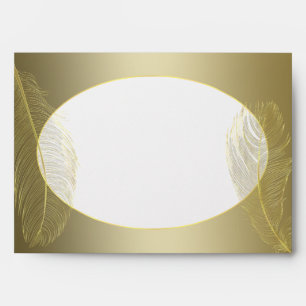 Elegant Golden Oval Feather Envelope