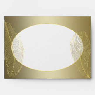 Elegant Golden Oval Feather Envelope