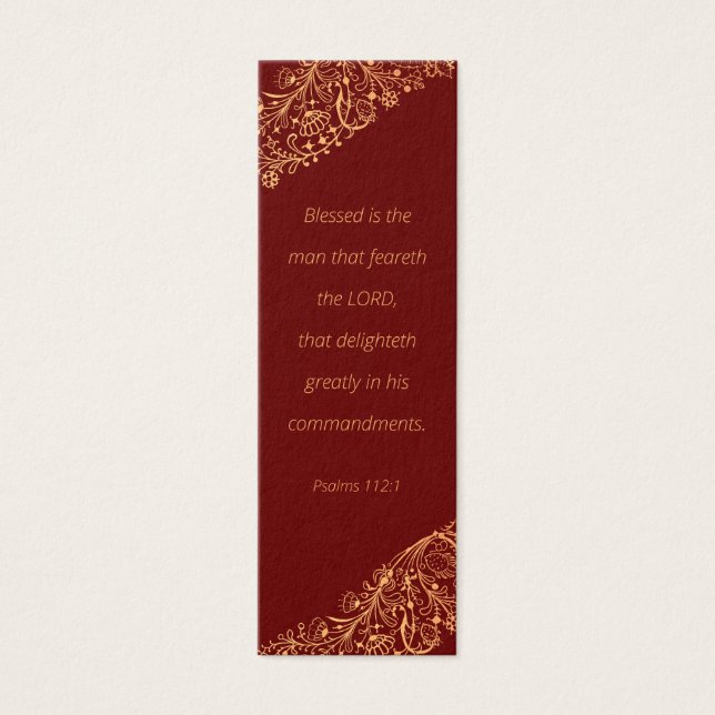 Elegant Golden Pattern Bible Quote Bookmark (Front)