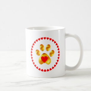 Elegant golden paw with hearts coffee mug