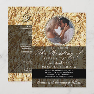 Elegant Golden Photo Calligraphy Wedding Invitatio Invitation
