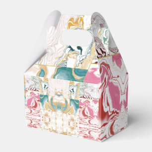 Elegant Golden pink Teal Blue Liquid ink marble Favour Box