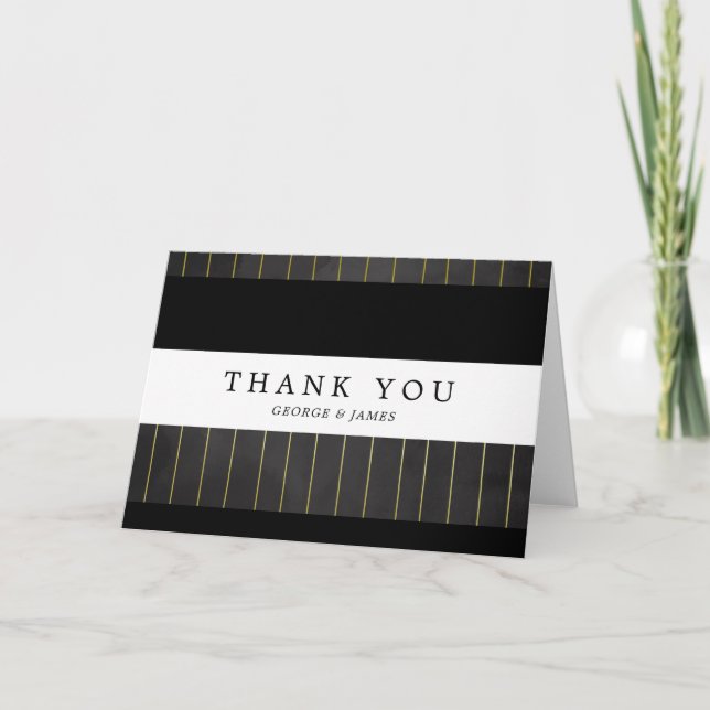 Elegant Golden Pinstripes | Thank You (Front)