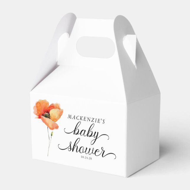 Elegant Golden Poppy Baby Shower Favour Box (Front Side)