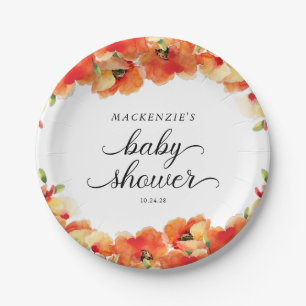 Elegant Golden Poppy Baby Shower Paper Plate
