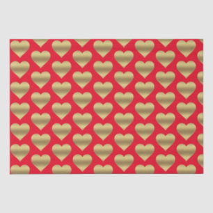 Elegant Golden Red Colourful Hearts Valentines Day Tissue Paper