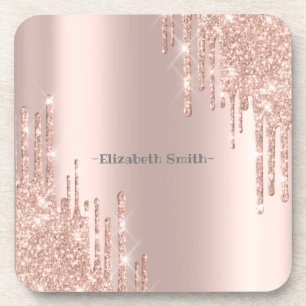 Elegant golden rose coaster