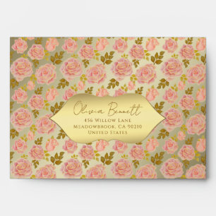 Elegant Golden Rose Envelope