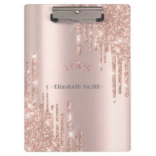 Elegant golden rose glitter, clipboard