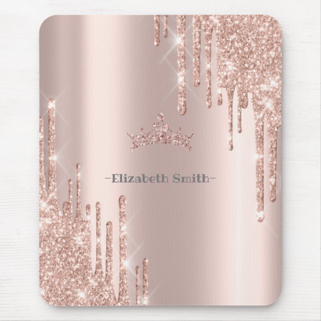 Elegant golden rose glitter,  mouse mat (Front)