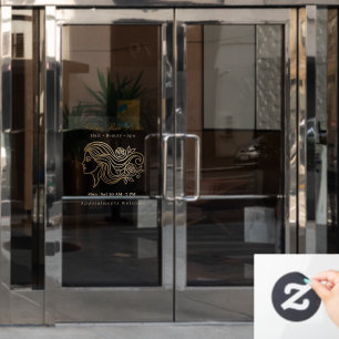 Elegant Golden Rose Personalised Beauty Studio Window Cling