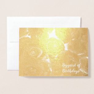 Elegant Golden Roses Birthday Wishes Card