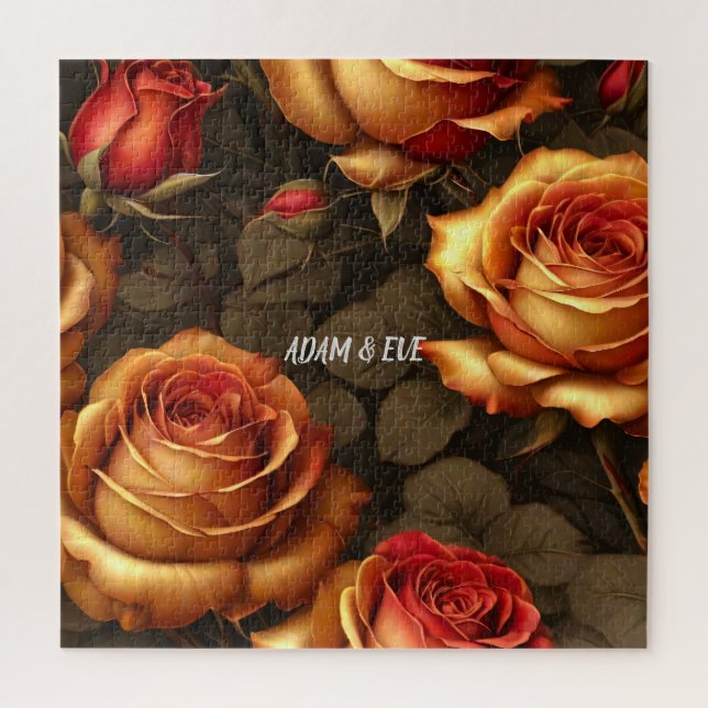 Elegant Golden Roses Valentines Special Jigsaw Puzzle (Vertical)