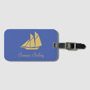 Elegant Golden Sailing Yacht Luggage Tag