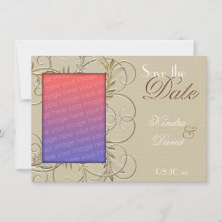 Elegant Golden "Save the Date" Flourish Cards