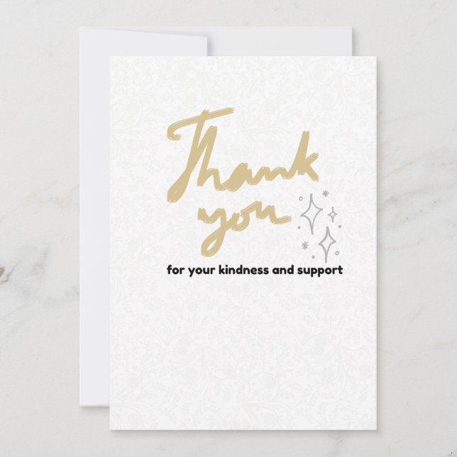 Elegant Golden Script Thank You Card with Minimali (Front)