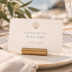 Elegant Golden Seashell Wedding Place Cards