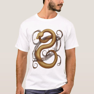Elegant Golden Serpent Artistic Graphic T-Shirt