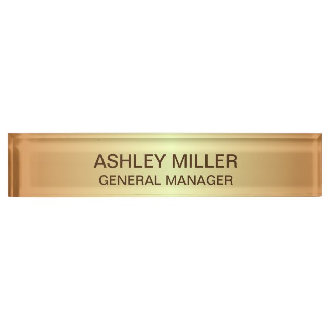 Elegant Golden Shades Desk Name Plate (Front)