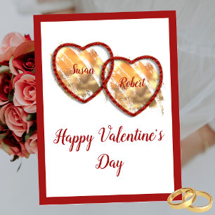 Elegant Golden Shine Heart Happy Valentine´s Day Postcard