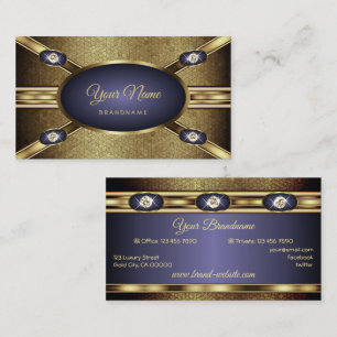 Elegant Golden Snake Effect and Dark Blue Gradient Business Card