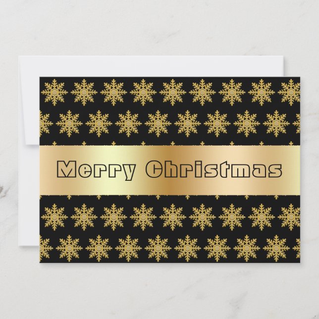 Elegant Golden Snowflakes Flat Holiday Card (Front)