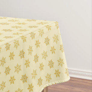 Elegant Golden Snowflakes on Ivory Tablecloth