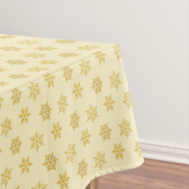 Elegant Golden Snowflakes on Ivory Tablecloth (In Situ)