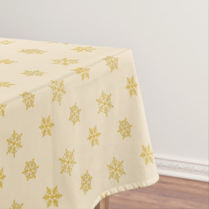 Elegant Golden Snowflakes on Light Champagne Beige Tablecloth