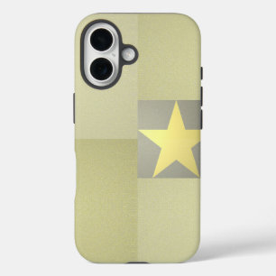 Elegant Golden Star Excellence, Modern Yellow Grey iPhone 16 Case