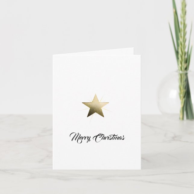 Elegant Golden Star with Delicate Glow Minimalist Holiday Card (Front)
