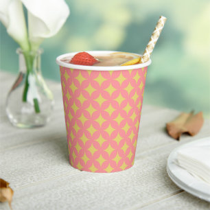 Elegant Golden Stars on Light Pink Paper Cups