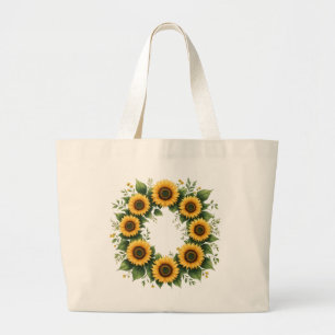 Elegant Golden Sunflower Wreath Tote Bag