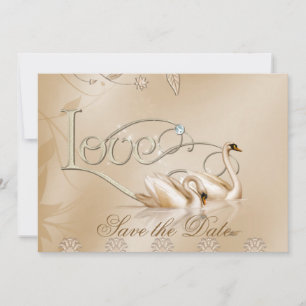 Elegant Golden Swans Formal Save the Date