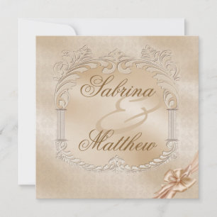 Elegant Golden Swans Formal Wedding Invitation