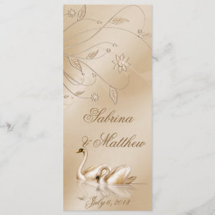 Elegant Golden Swans Formal Wedding Program Prayer Programme