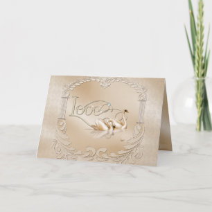 Elegant Golden Swans  Thank You Card