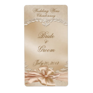 Elegant Golden Swans Wedding Wine Label