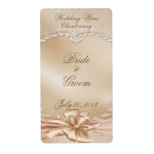 Elegant Golden Swans Wedding Wine Label Shipping Label