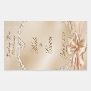 Elegant Golden Swans Wedding Wine Label Sticker