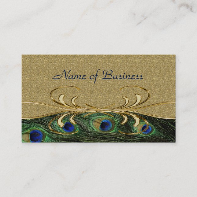 Elegant Golden Swirl Peacock Feathers Appointment (Front)