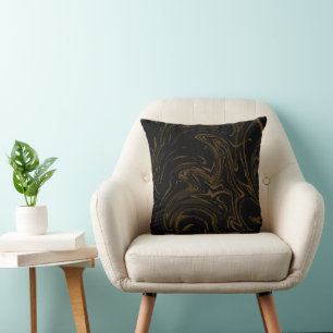 Elegant Golden Swirl Throw Pillow – Luxe Decor