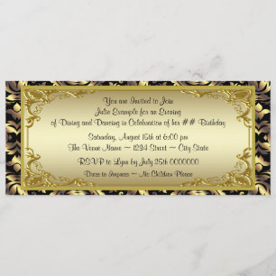 Elegant Golden Ticket Birthday Party Invitation