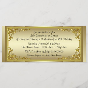 Elegant Golden Ticket Birthday Party Invitation
