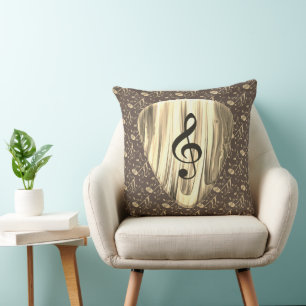Elegant Golden Treble Clef Music Art  Cushion