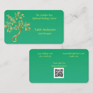 Elegant Golden Tree Spiritual Healing Business Card