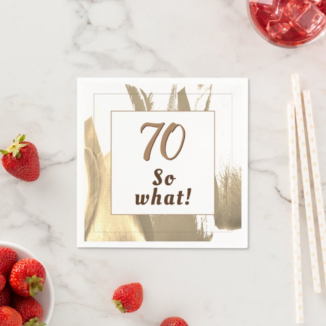 Elegant Golden Tulip 70th Birthday Floral Napkin (Insitu)