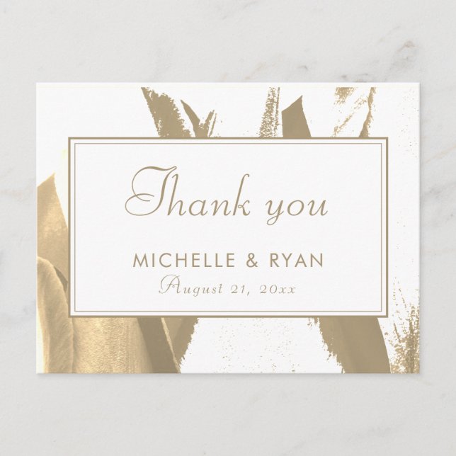 Elegant Golden Tulip Floral Photo Wedding Card (Front)