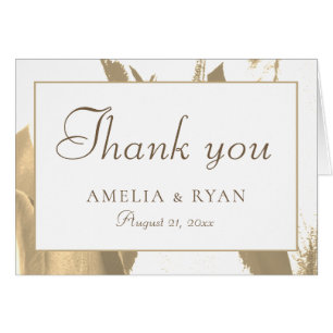 Elegant Golden Tulip Floral Wedding Thank you Card